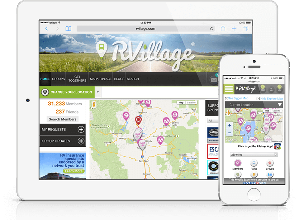RVillage can be accessed on your smartphone, tablet, and computer