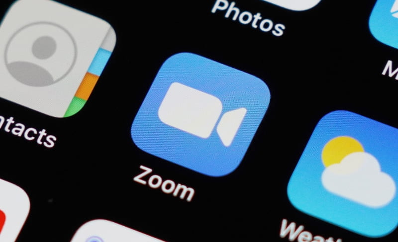 Image of the Zoom iOS app icon on a screen