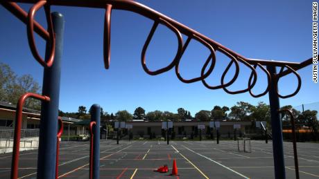 A playground sits empty at Kent Middle School on April 1, 2020 in Kentfield, California