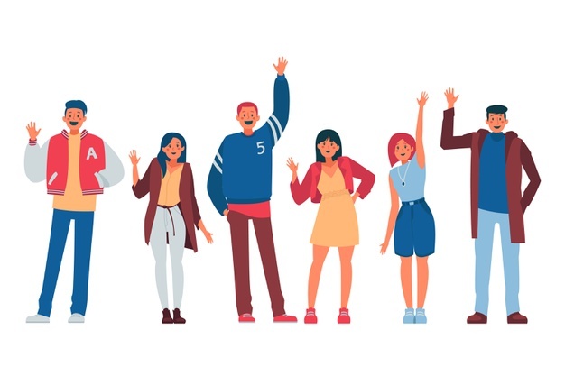 People waving hand illustration concept