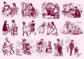 Vintage Family Illustrations vector