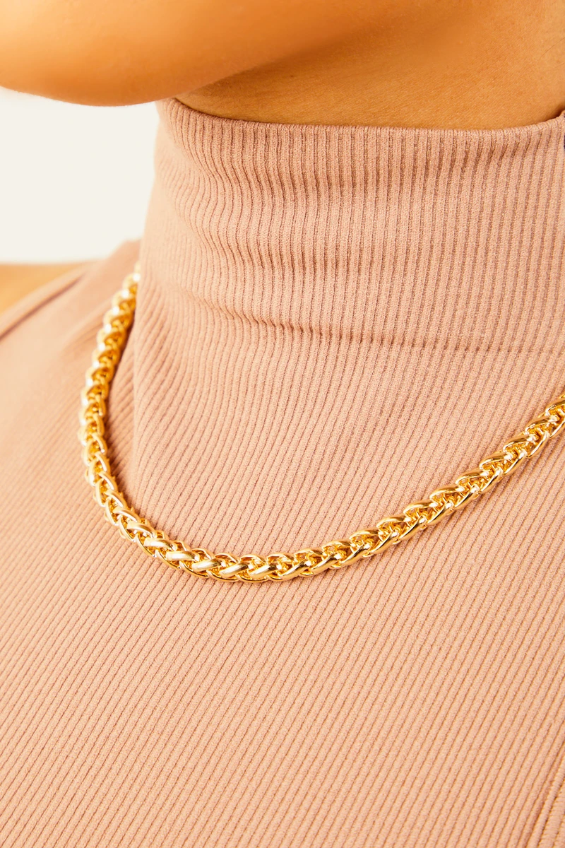 Gold Rope Solid Chain Necklace