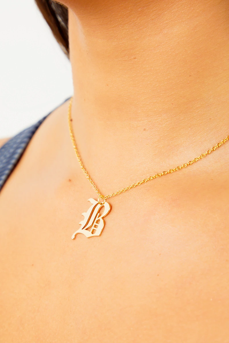 B Old English Initial Necklace