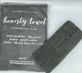 There are still people that use cotton on their hair and we are here to change that! The Honesty Towel is our microfiber hair cloth and it honestly does what it says it does! It creates less friction, helps prevent breakage, promotes moisture retention and cuts drying time in half! Our towel is honestly the largest hair cloth on the market  at 25 X 45" and comes in a biodegradable, reusable pouch perfect for traveling or the gym!  ..