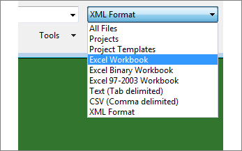 Select which Excel workbook to open for data