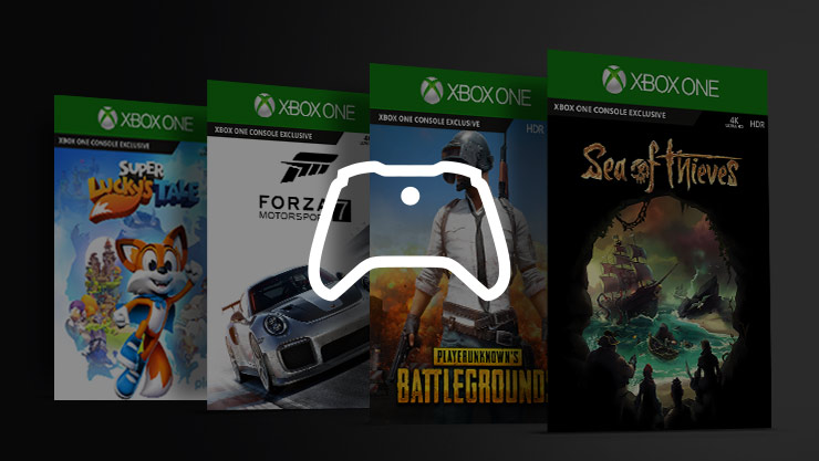 A controller icon overlapping 4 Game box shots 