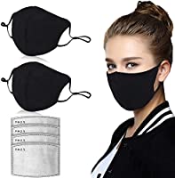 Dust Mask, Amazer Tec Activated Carbon Dustproof Mask, 2 pcs Cotton mask with 4 Extra Carbon Filters for Pollen Allergy...
