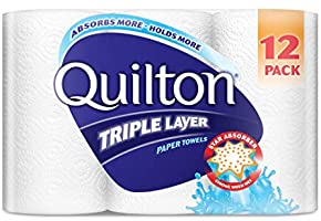 Quilton 3 Ply White Paper Towel (60 Sheets per Roll), 12 count, Pack of 12