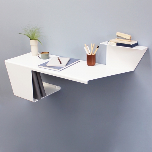 Anne Linde now makes a Desk! Wall mounted bent metal desk that's great for small spaces. 