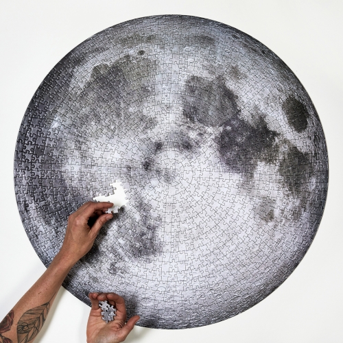 In celebration of the 50th anniversary of the lunar landing, Four Point Puzzles released this 1000 piece circular puzzle of the Moon. Featuring an image from NASA, this puzzle shows all of the Moon's details in stunning clarity.