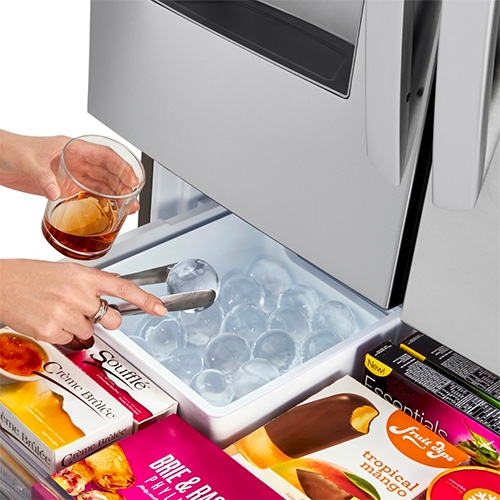 A fridge with built in ICE BALL maker... LG Smart wi-fi Enabled InstaView Door-in-Door Refrigerator with Craft Ice Maker.