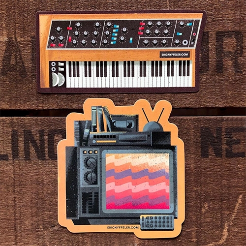 New stickers (Synth and VCR) from Eric Nyffeler! (Also check out some of his incredible prints)