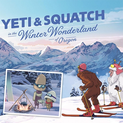 Yeti & Squatch in the Winter Wonderland of Oregon! Beautifully illustrated picture book from Travel Oregon - read the whole thing online! (The mushroom buddies tucked throughout are too cute!) Designed by Wieden+Kennedy with illustrations by Psyop studios.