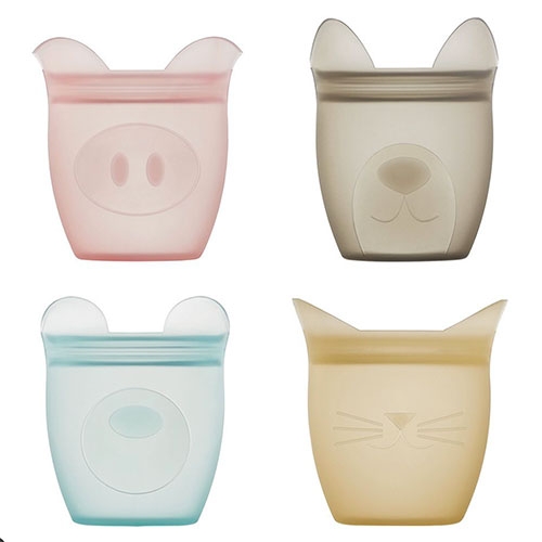 Zip Top now has Baby Snack Containers - Pig, Bear, and Dog exclusive to Target, and Cat coming soon to their site. Super cute in person, we use the silicone dishes the most at NOTCOT for snacks.